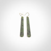 Hand carved large New Zealand jade drop earrings. Made by NZ Pacific from real jade. Online jewellery for sale online by NZ Pacific. Hand carved here in New Zealand by Ric Moor.